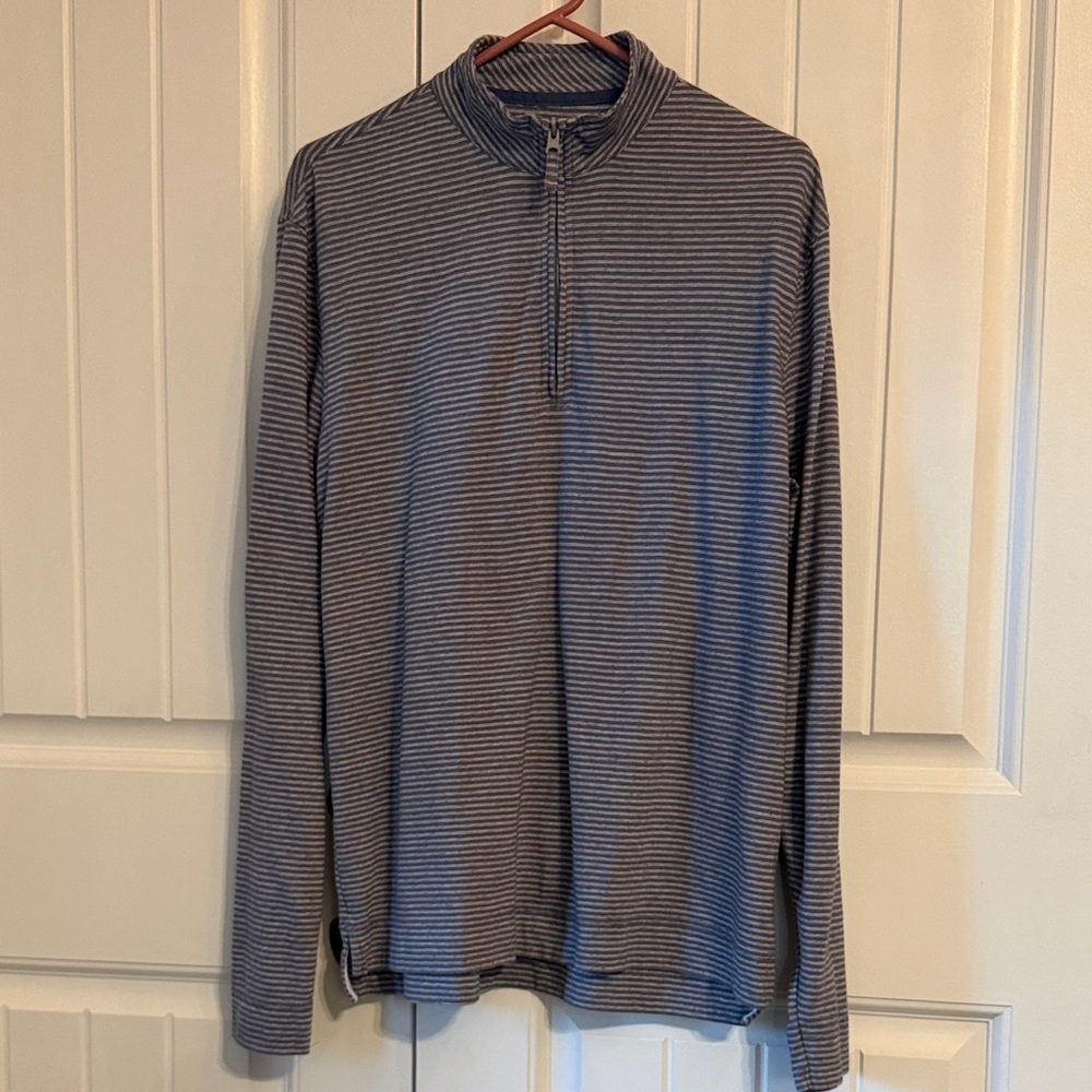 johnnie-O Men's Blue/Gray Med
"Hangin Out" Harvell Quarter-Zip Striped Pullover - Picture 5 of 12